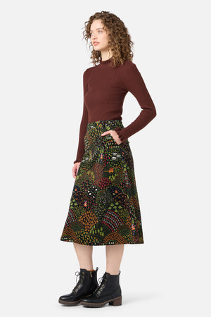 Princess Highway - Rolling Hills Cord Midi Skirt - black