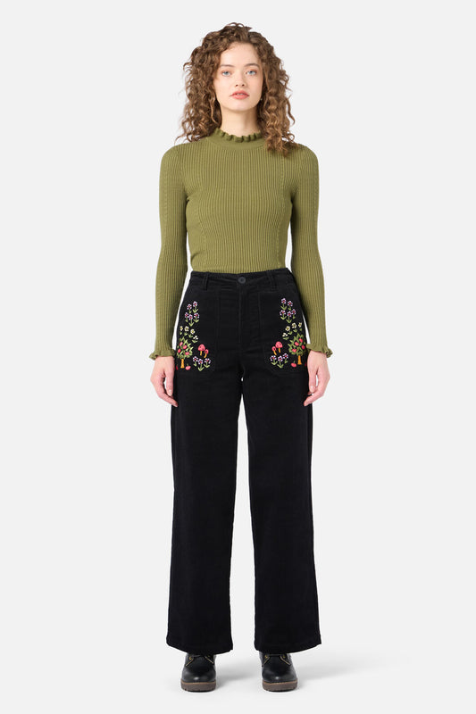 Princess Highway - Orchard Embroidered Cord Jean - black