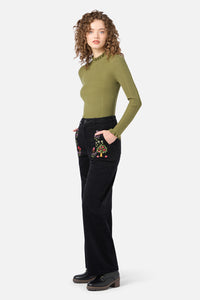 Princess Highway - Orchard Embroidered Cord Jean - black