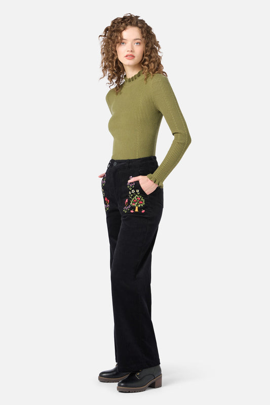 Princess Highway - Orchard Embroidered Cord Jean - black