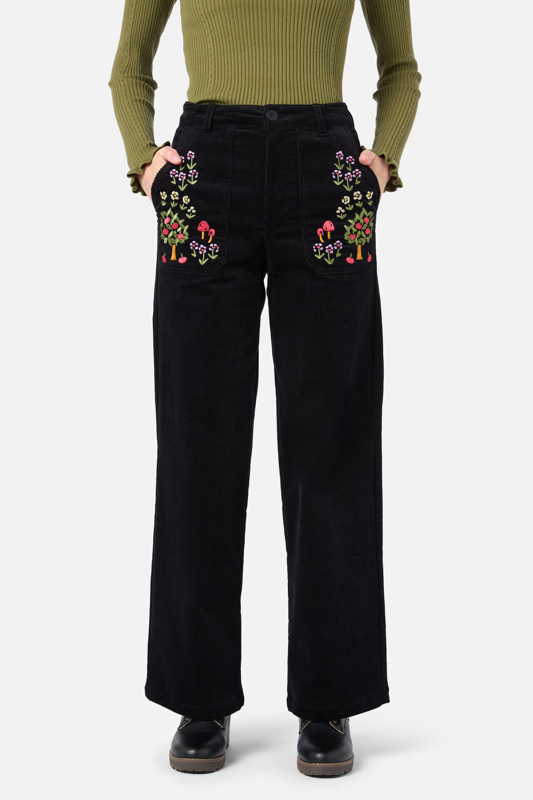 Princess Highway - Orchard Embroidered Cord Jean - black