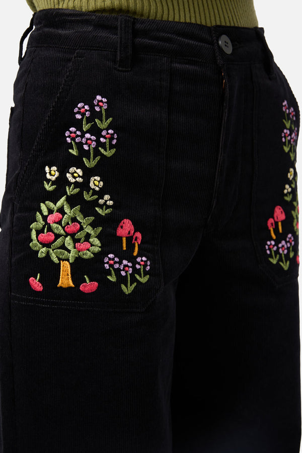 Princess Highway - Orchard Embroidered Cord Jean - black