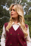 Princess Highway - Ditsy Embroidered Knit Vest - plum