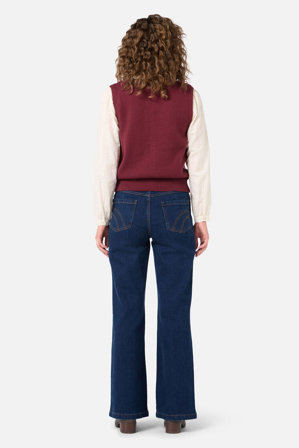 Princess Highway - Ditsy Embroidered Knit Vest - plum