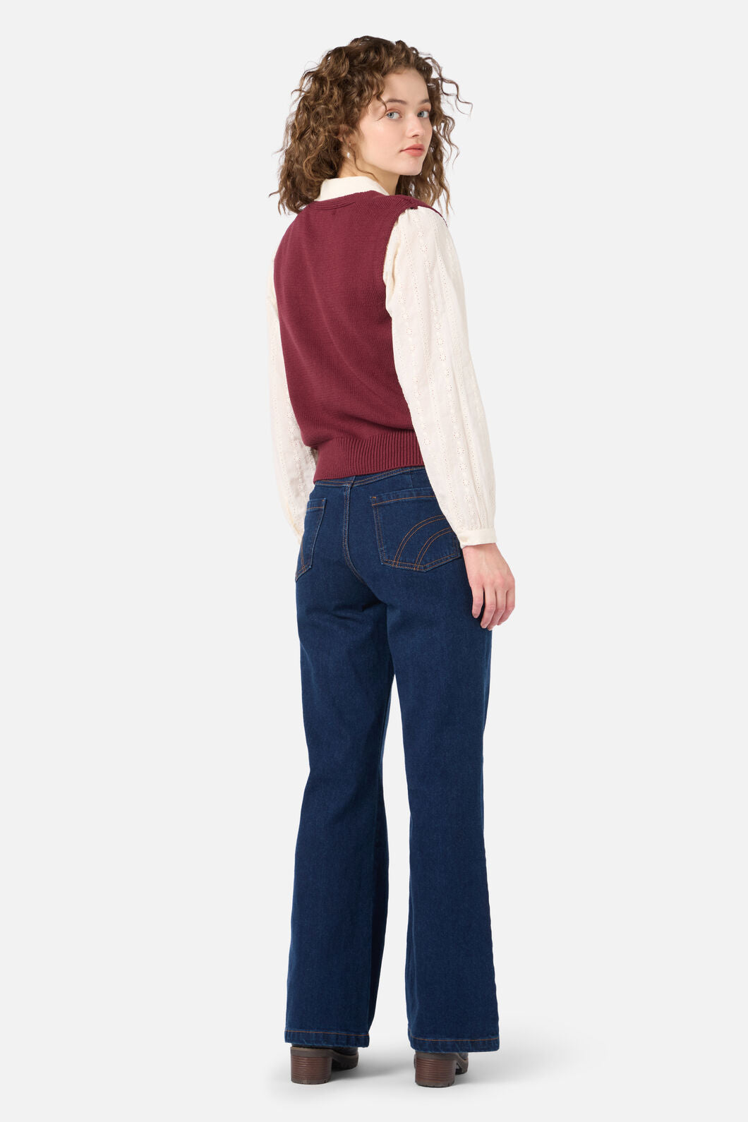 Princess Highway - Ditsy Embroidered Knit Vest - plum