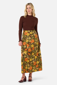 Princess Highway - Gloria 70'S Floral Midi Skirt - chocolate