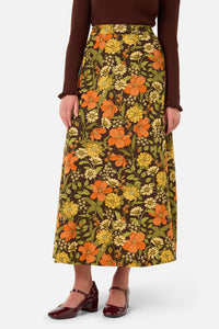 Princess Highway - Gloria 70'S Floral Midi Skirt - chocolate