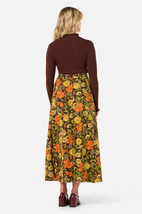 Princess Highway - Gloria 70'S Floral Midi Skirt - chocolate