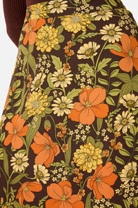 Princess Highway - Gloria 70'S Floral Midi Skirt - chocolate