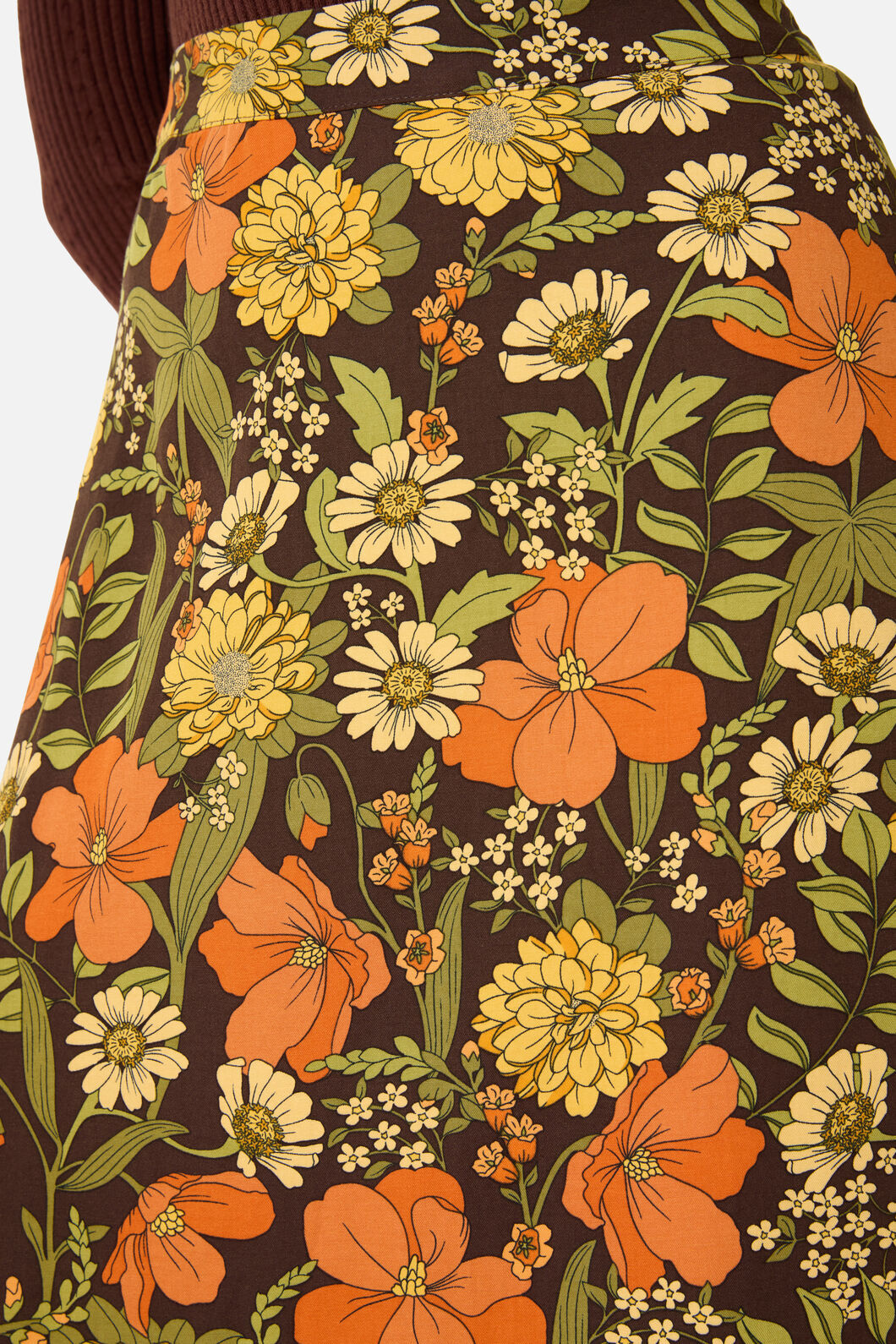 Princess Highway - Gloria 70'S Floral Midi Skirt - chocolate
