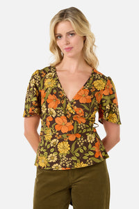 Princess Highway - Gloria 70'S Floral Top - chocolate