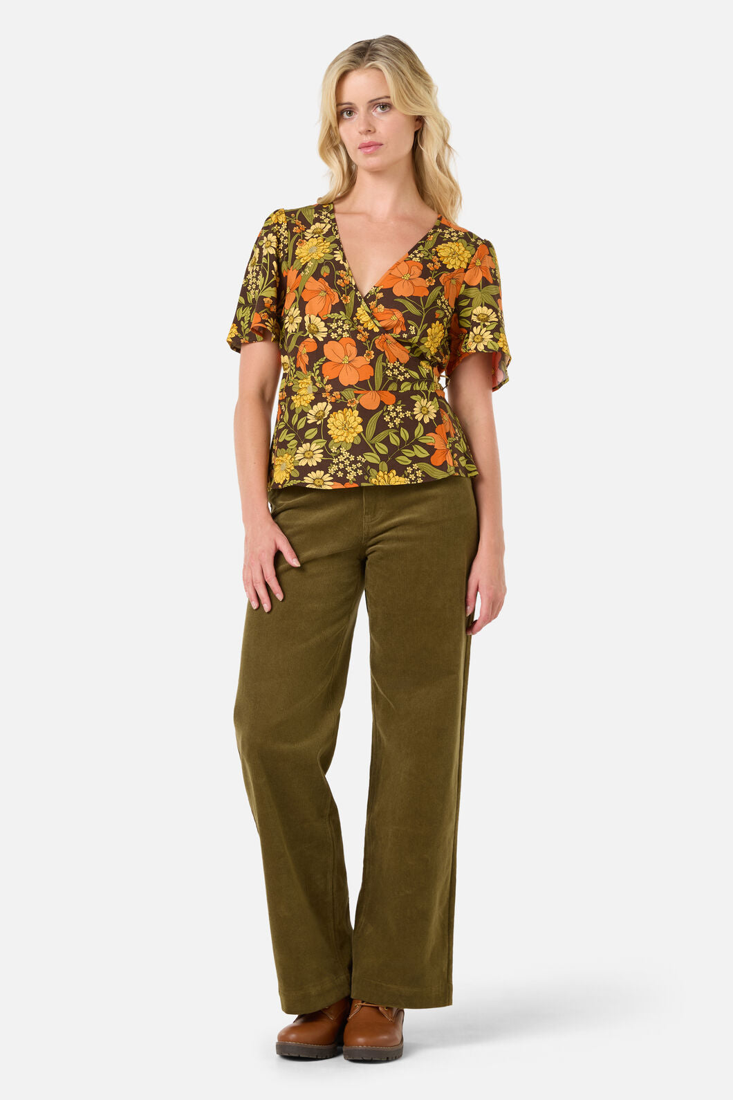 Princess Highway - Gloria 70'S Floral Top - chocolate