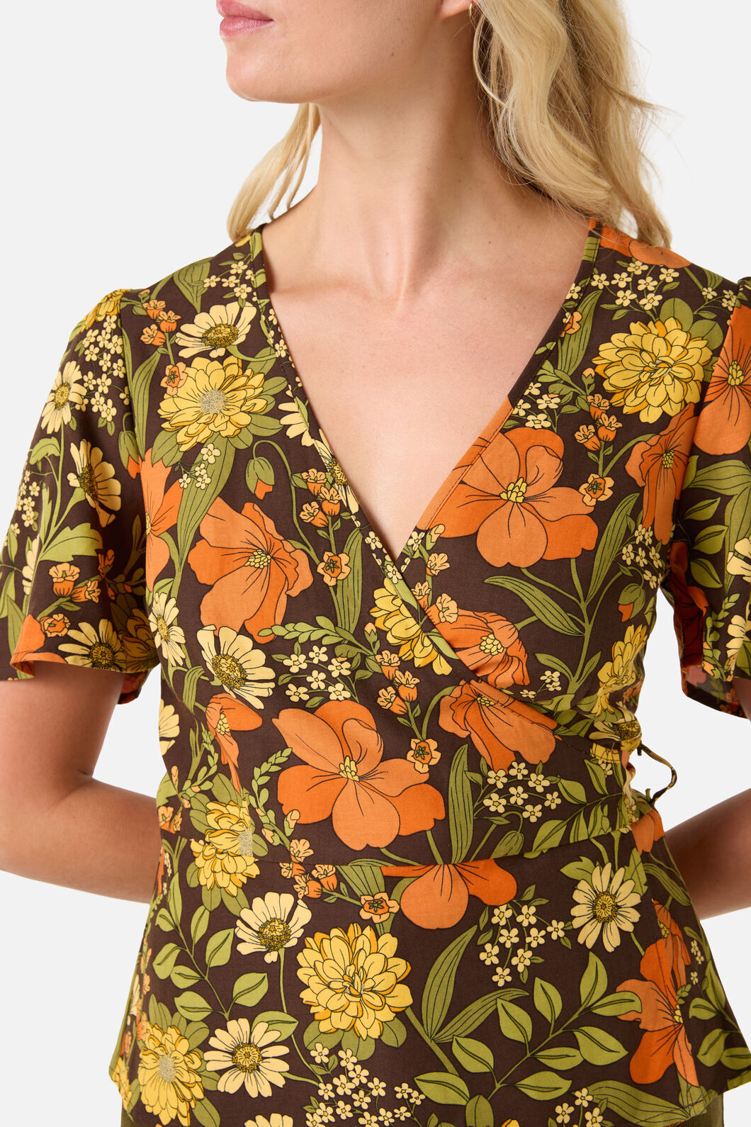 Princess Highway - Gloria 70'S Floral Top - chocolate