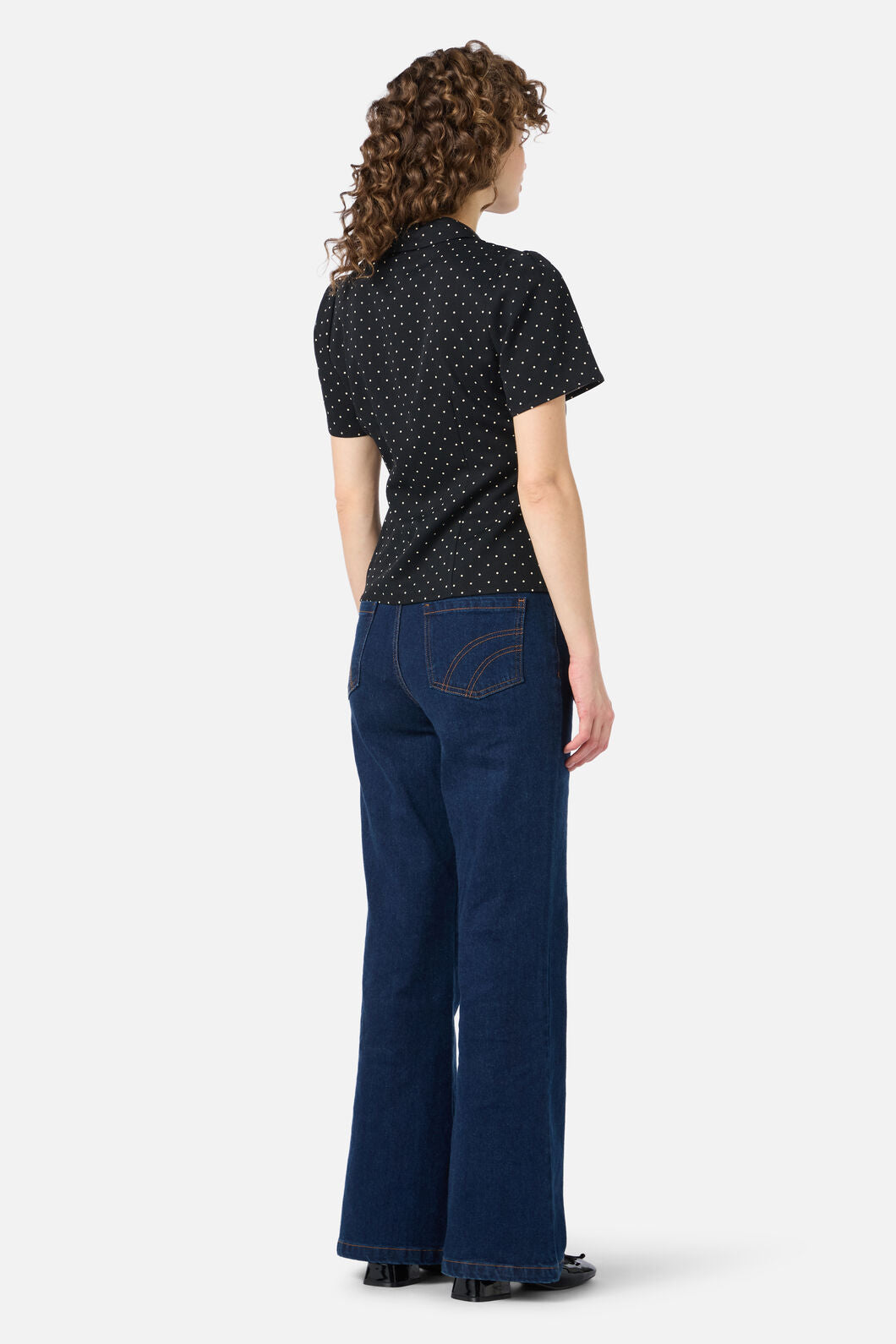 Princess Highway - Dolly Spot Short Sleeve Blouse - black