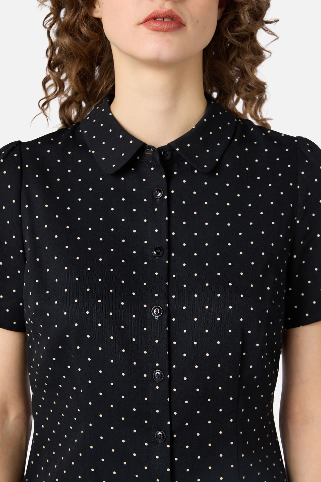 Princess Highway - Dolly Spot Short Sleeve Blouse - black