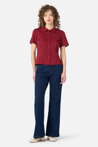 Princess Highway - Dolly Spot Short Sleeve Blouse - red