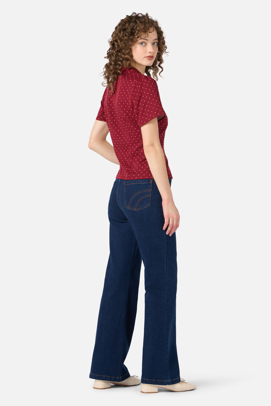 Princess Highway - Dolly Spot Short Sleeve Blouse - red
