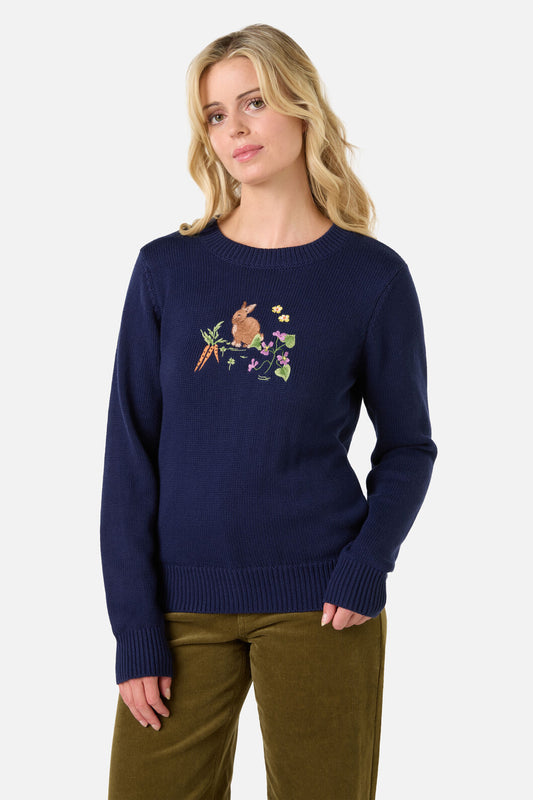 Princess Highway - Lola Rabbit Embroidered Jumper - navy