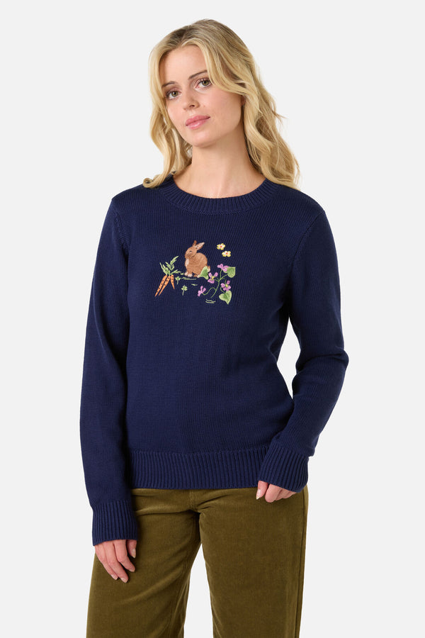 Princess Highway - Lola Rabbit Embroidered Jumper - navy