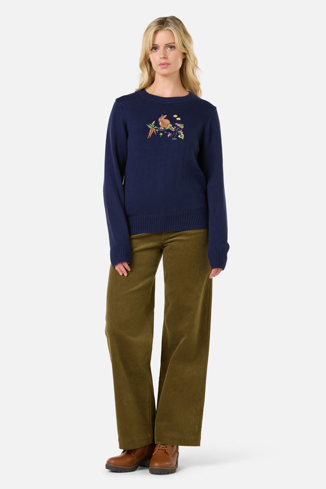 Princess Highway - Lola Rabbit Embroidered Jumper - navy