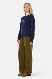 Princess Highway - Lola Rabbit Embroidered Jumper - navy