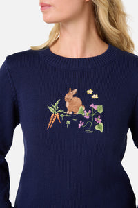 Princess Highway - Lola Rabbit Embroidered Jumper - navy