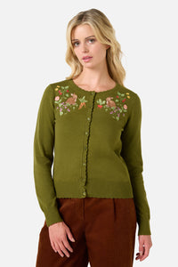 Princess Highway - Lola Rabbit Emb Cardigan - olive-green