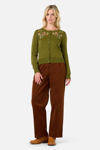 Princess Highway - Lola Rabbit Emb Cardigan - olive-green