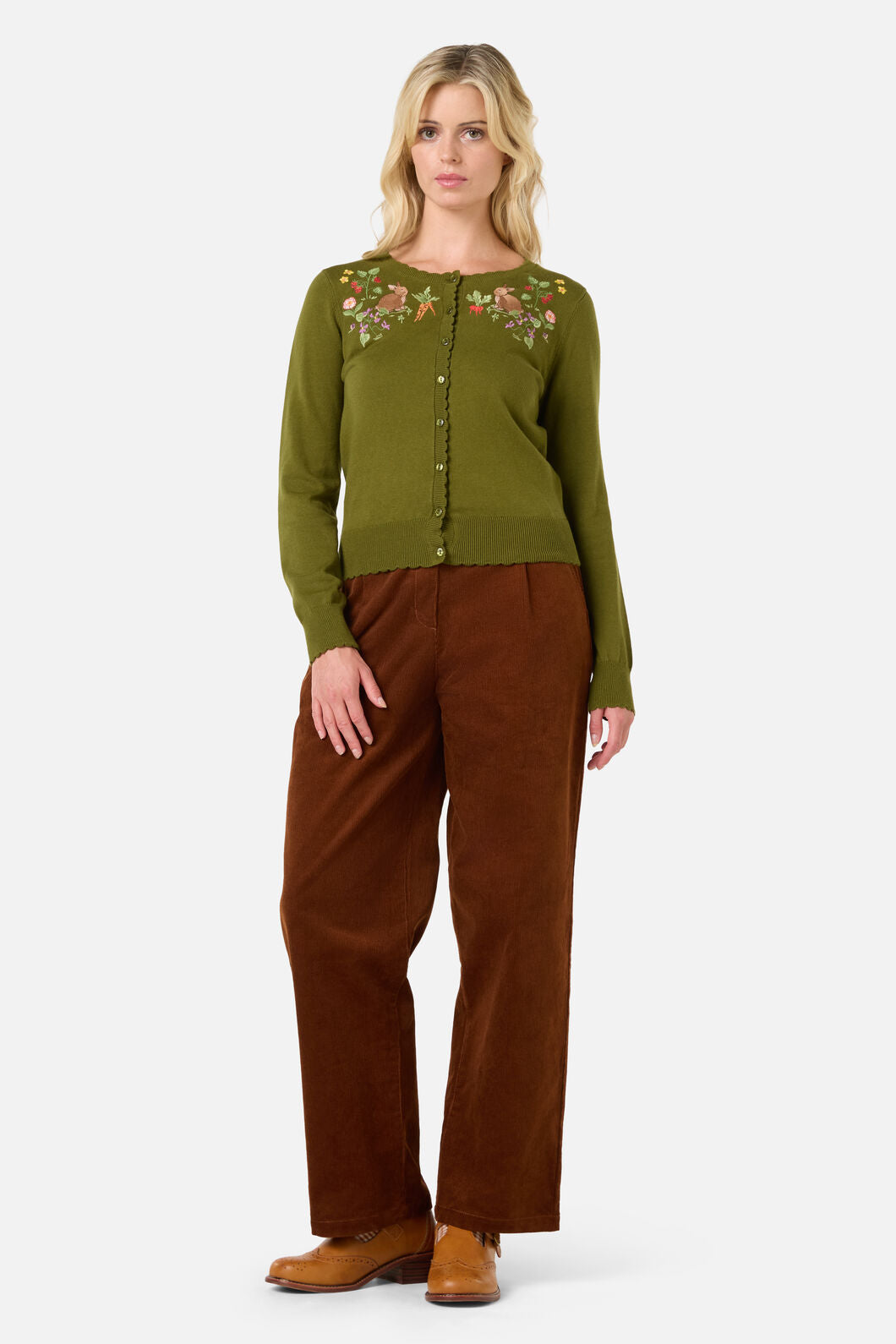 Princess Highway - Lola Rabbit Emb Cardigan - olive-green