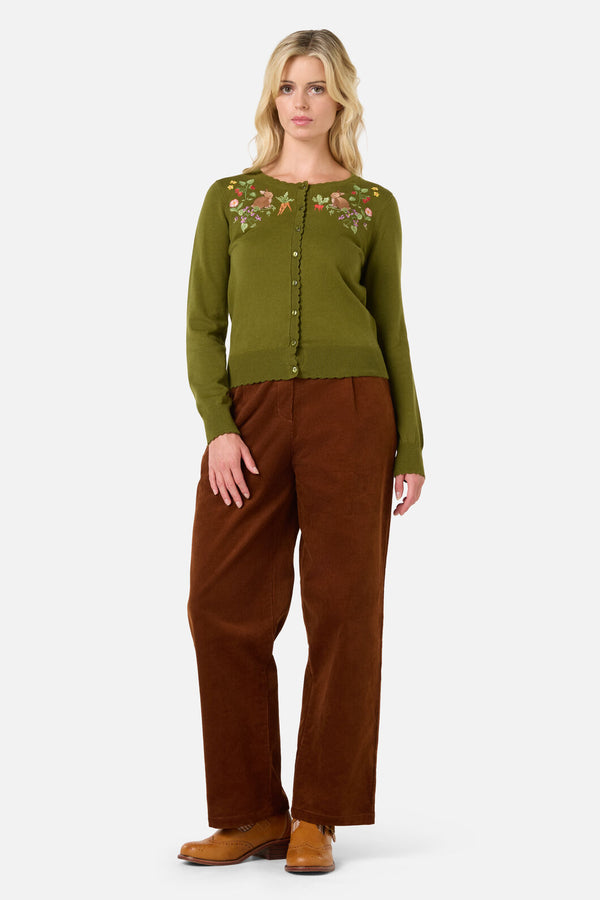 Princess Highway - Lola Rabbit Emb Cardigan - olive-green