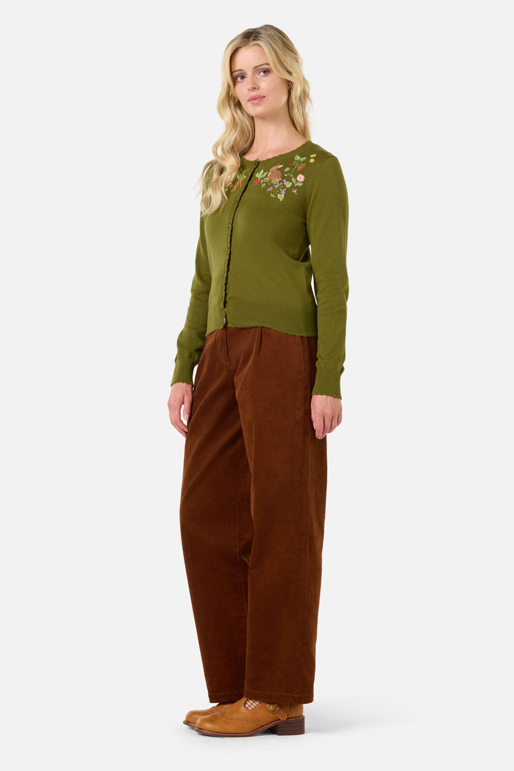 Princess Highway - Lola Rabbit Emb Cardigan - olive-green