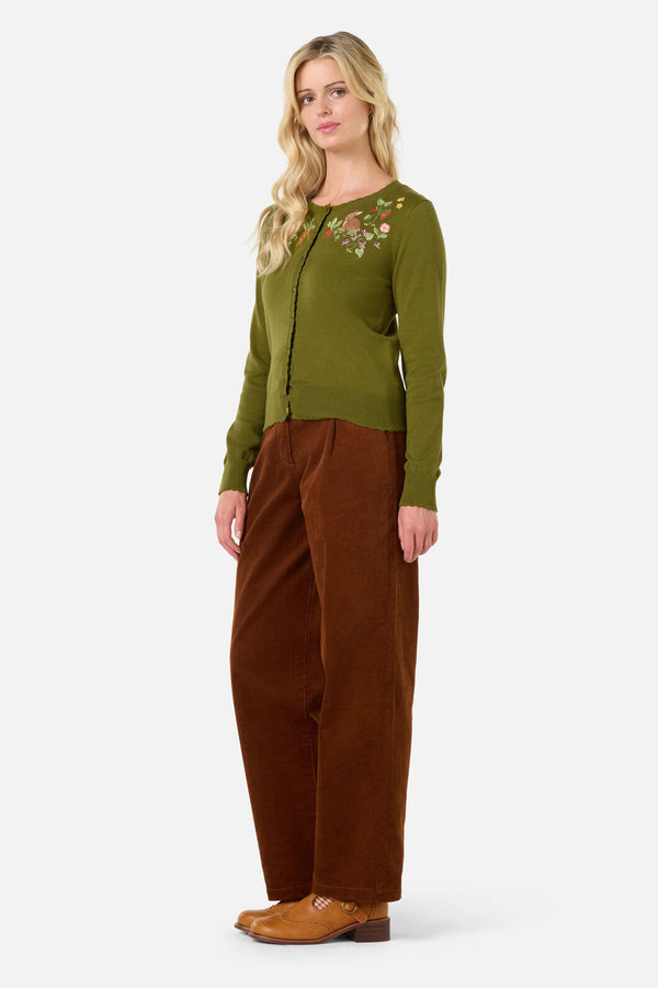 Princess Highway - Lola Rabbit Emb Cardigan - olive-green