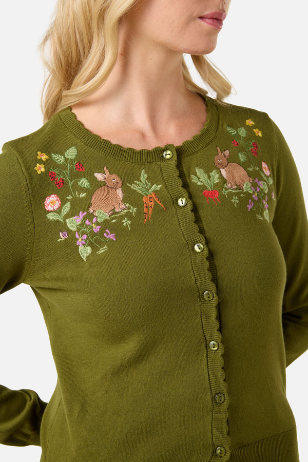 Princess Highway - Lola Rabbit Emb Cardigan - olive-green