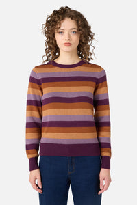 Princess Highway - Raphaelle Stripe Knit Jumper - plum
