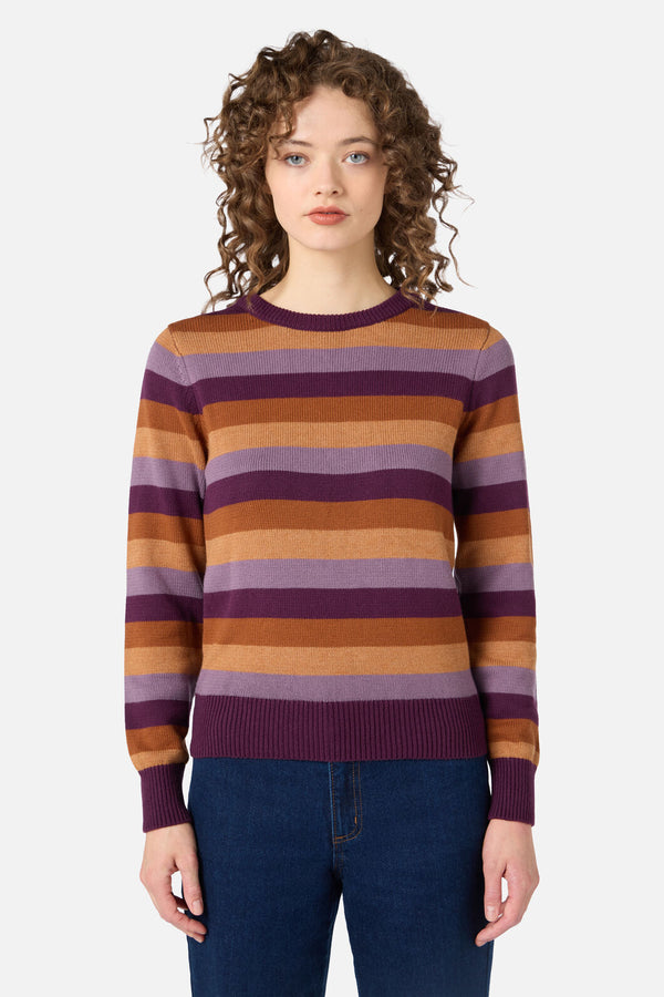 Princess Highway - Raphaelle Stripe Knit Jumper - plum