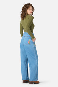 Princess Highway - Native Embroidered Jean - blue-denim