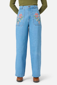 Princess Highway - Native Embroidered Jean - blue-denim