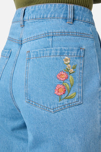 Princess Highway - Native Embroidered Jean - blue-denim