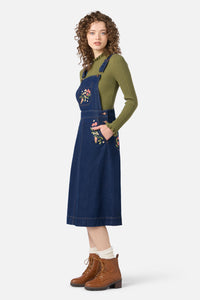 Princess Highway - Native Embroidered Pinafore - blue-denim