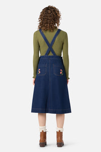 Princess Highway - Native Embroidered Pinafore - blue-denim