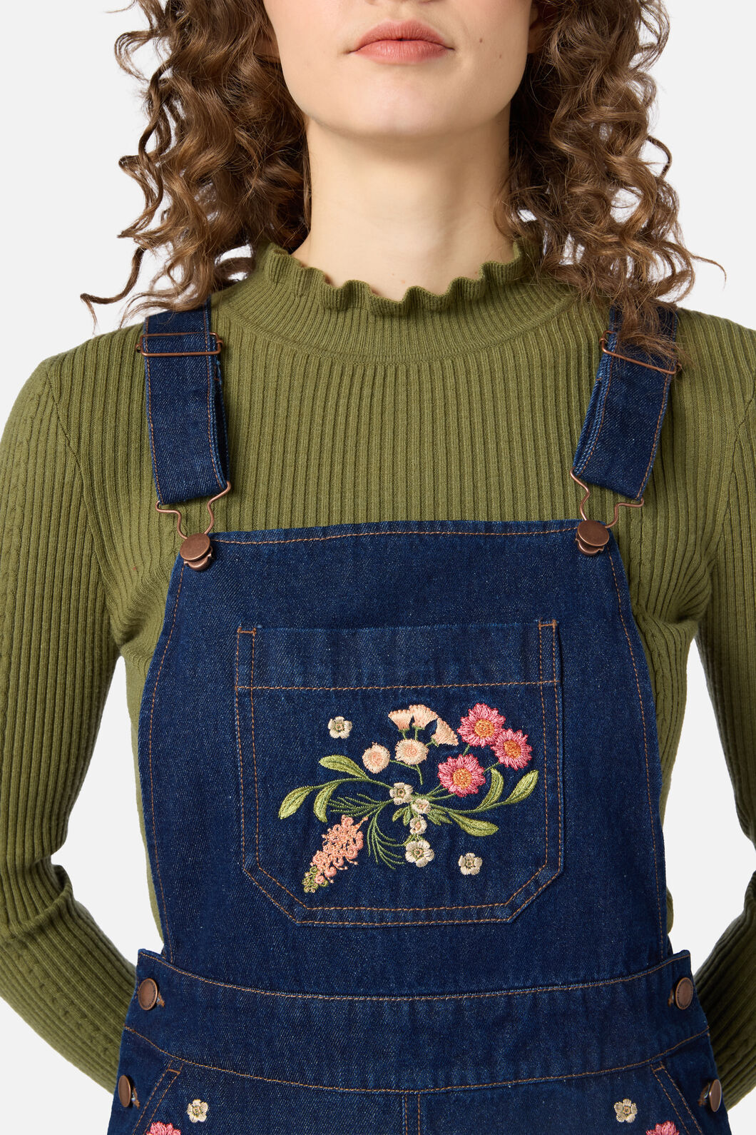 Princess Highway - Native Embroidered Pinafore - blue-denim