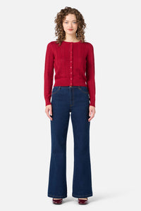 Princess Highway - Lisa Pointelle Cardigan - red