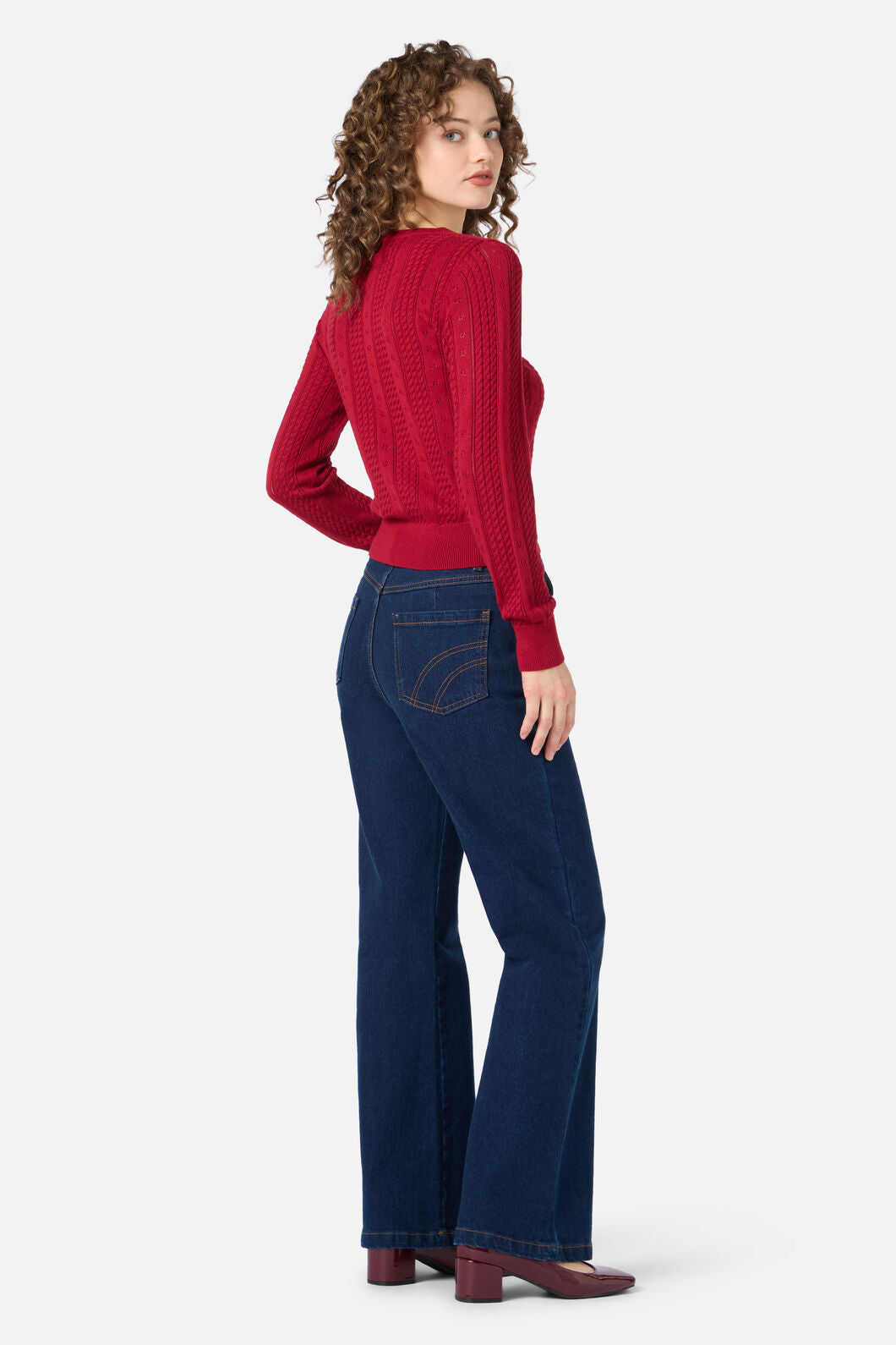 Princess Highway - Lisa Pointelle Cardigan - red