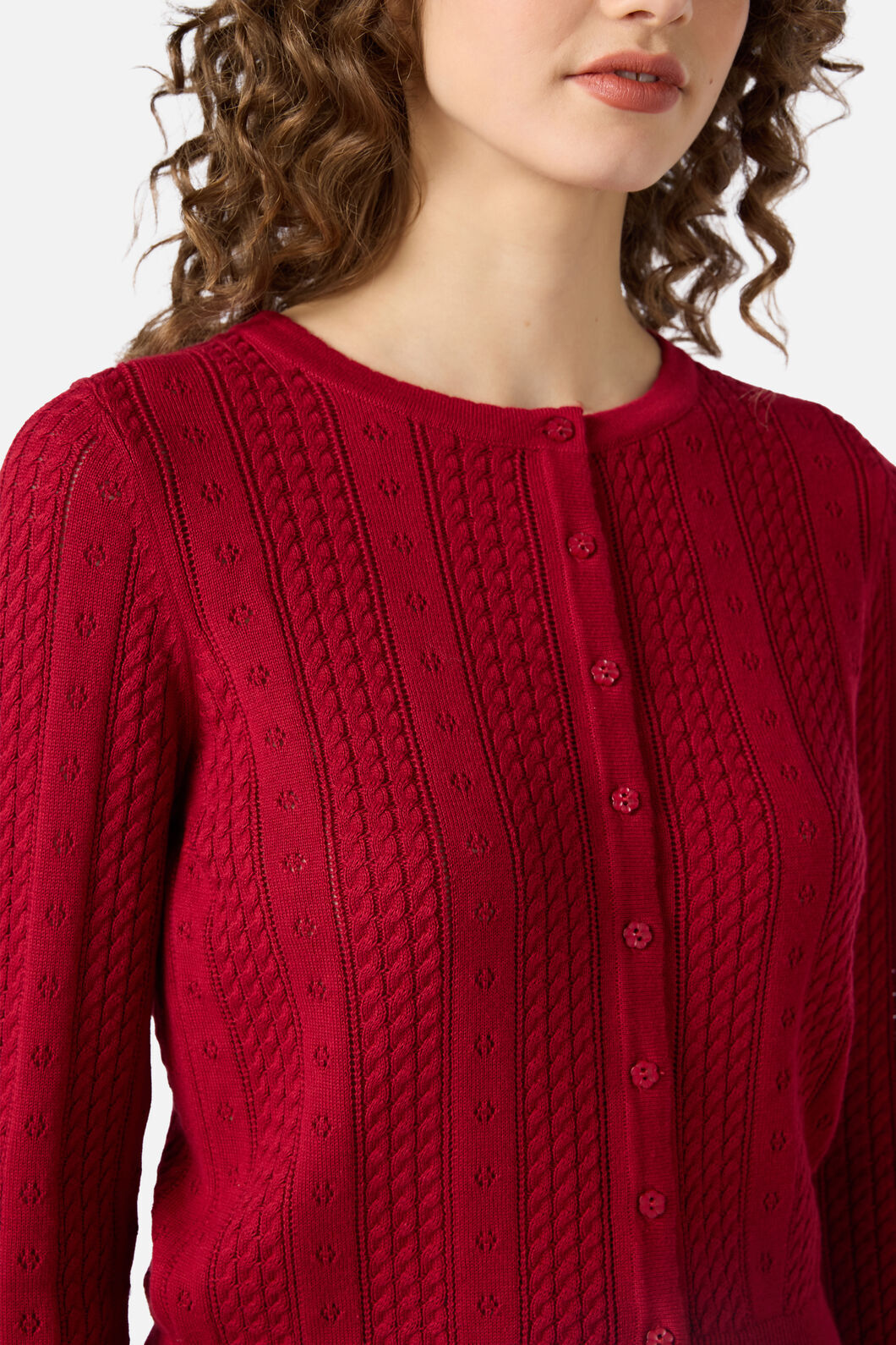 Princess Highway - Lisa Pointelle Cardigan - red