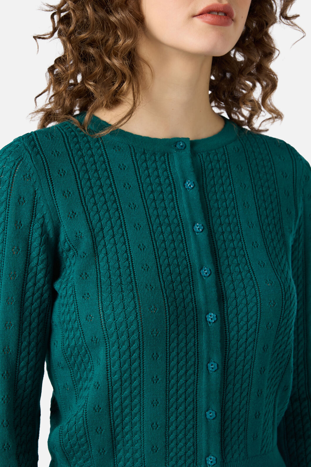 Princess Highway - Lisa Pointelle Cardigan - teal