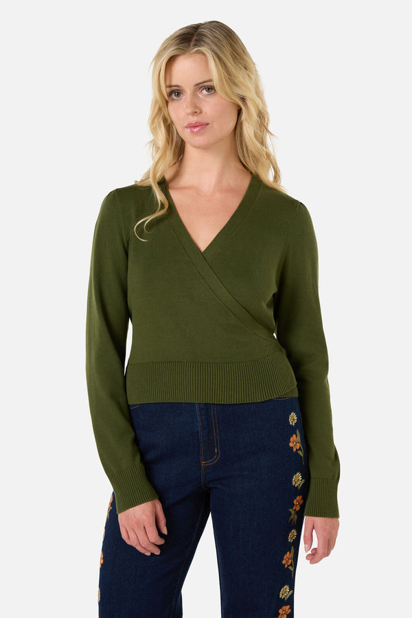 Princess Highway - Tilly V Neck Wrap Cardi - olive