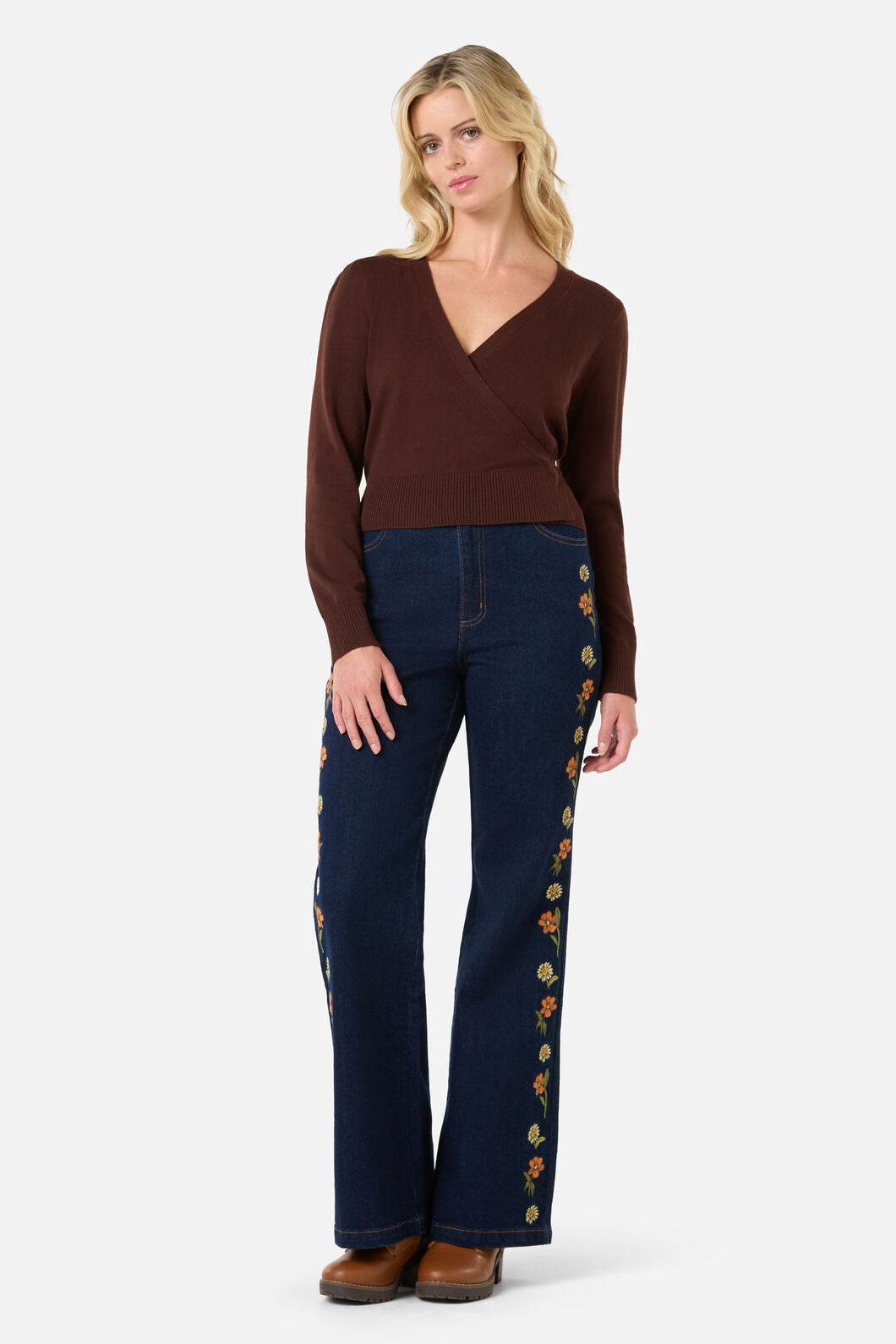 Princess Highway - Tilly V Neck Wrap Cardi - chocolate