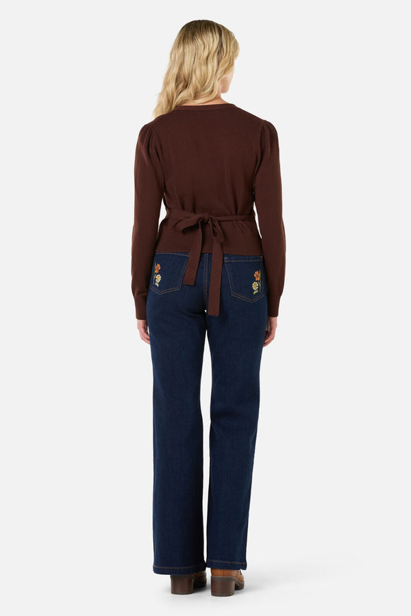 Princess Highway - Tilly V Neck Wrap Cardi - chocolate