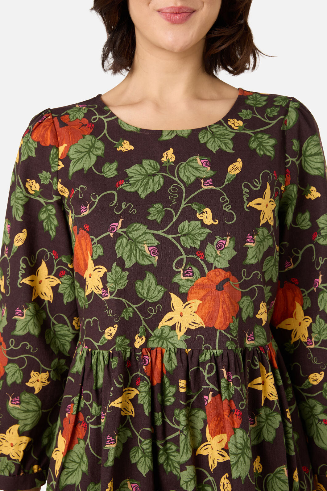 Princess Highway - Pumpkin Long Sleeve Dress - chocolate