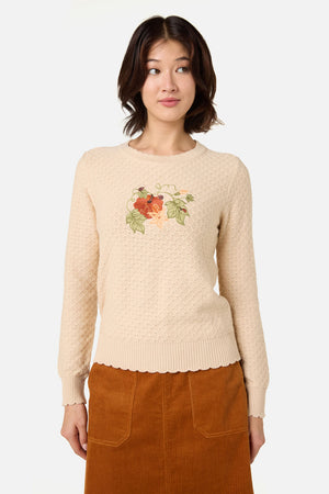 Princess Highway - Pumpkin Embroidered Jumper - cream